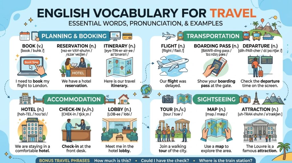 từ vựng tiếng Anh về du lịch - tổng quan và chuẩn bị